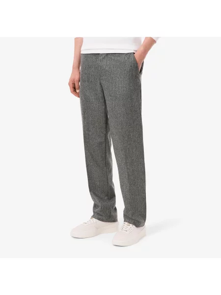 Lacoste Wełniane Spodnie Chevron O Prostym Kroju szary