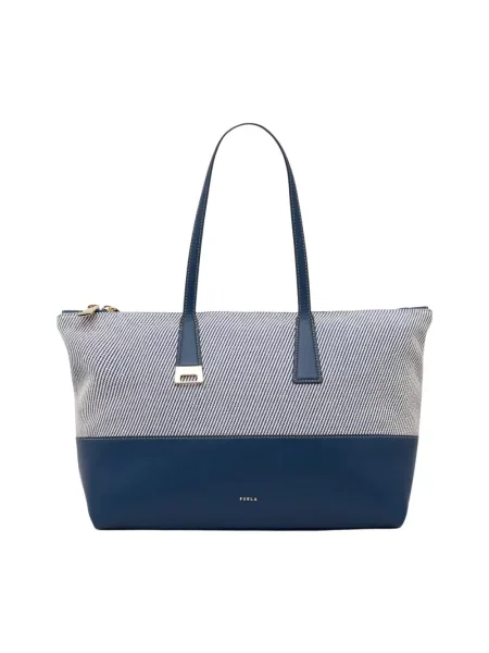 Furla torebka shopper Olivia L Tote niebieska
