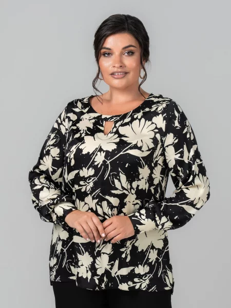 Блуза All Posa страйп сатин чорний