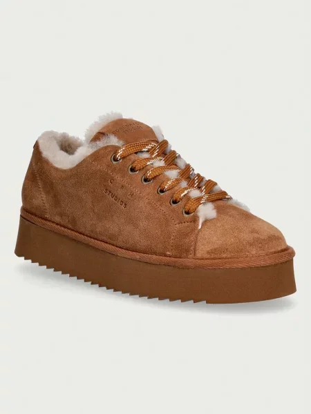 Copenhagen suede teddy sneakers pentru femei din piele întoarsă maro
