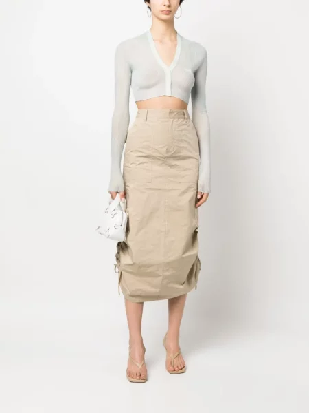 Cropp cardigan Off-white cu broderie alb