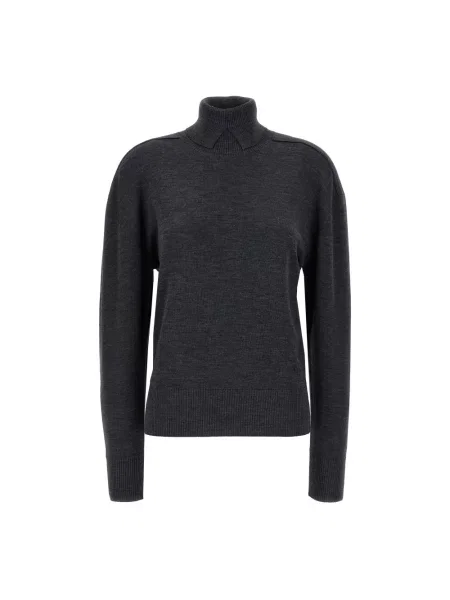 Sweter z golfem Burberry wełniany do golfa szary