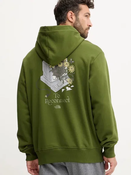 Geacă The North Face cu glugă verde