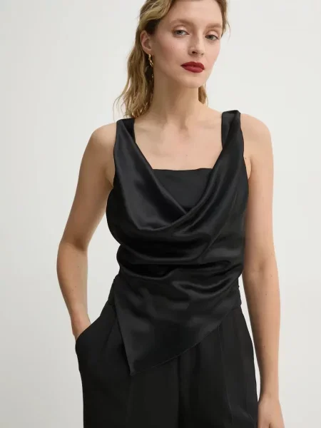 Nanushka bluzka PETRA gładka czarny