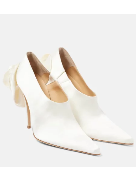 Pantofi cu toc Magda Butrym din satin cu model floral alb