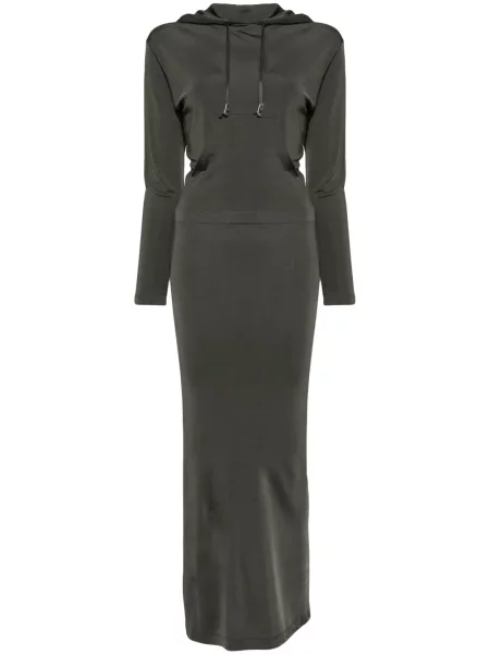 Maksi sukienka maxi Dion Lee z kapturem garniturowa zielona