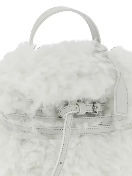 Τσάντα shopper Moschino γραβάτες από δέρμα προβάτου λευκό