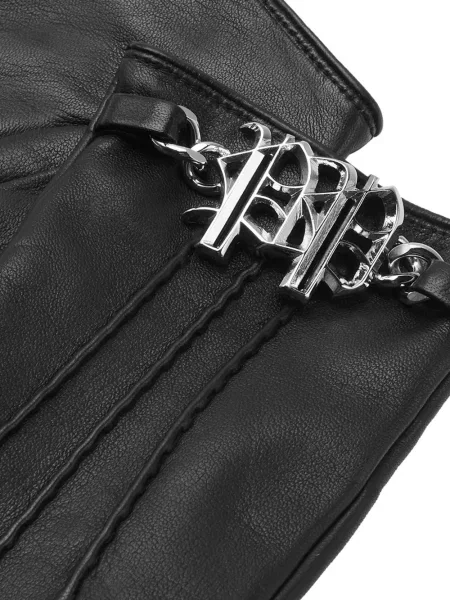 Iš natūralios odos pirštines Philipp Plein juoda