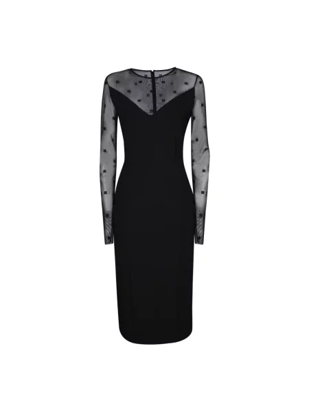Sukienka midi Givenchy tiulowa do kolan z autografem czarna