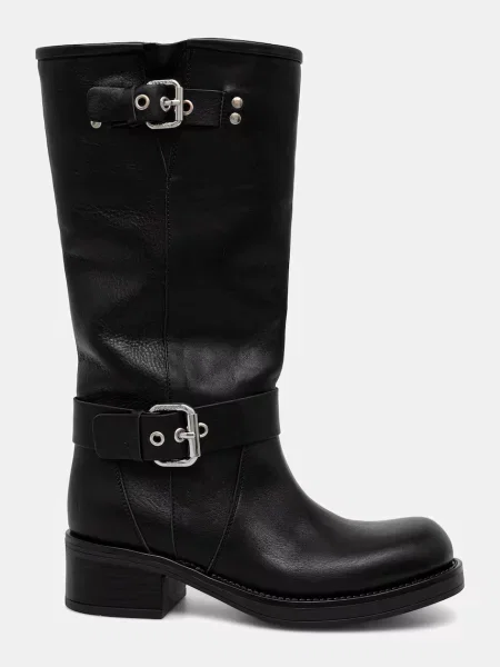 Weekend MaxMara De piele cizme de echitație Wkaaddobbo negru