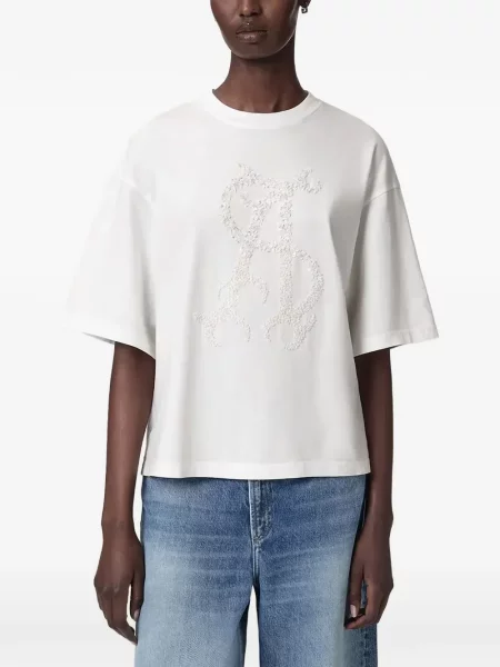 Tricou Allsaints cu paiete alb