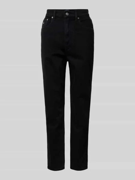 Jeansy o kroju mom fit z wyhaftowanym logo czarne