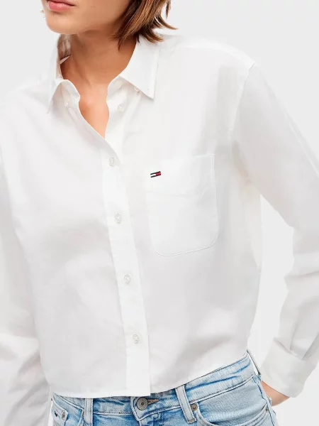 Укороченная джинсовая рубашка Tommy Jeans белая