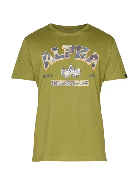 ALPHA INDUSTRIES Tricou College verde stuf / lila / portocaliu caisă alb