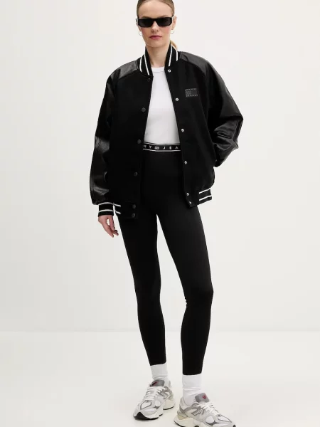 Tommy Jeans kurtka z dodatkiem wełny czarna