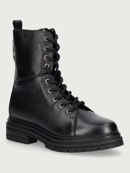 Tommy Hilfiger De piele botine TH Emboss negru