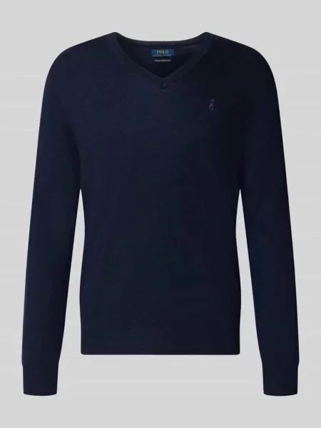 Sweter w kroju regular fit z czystej wełny Polo Ralph Lauren granatowy