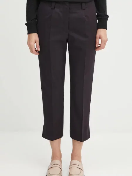 Kenzo pantaloni de lână Weave Cropped bleumarin mulata high waist