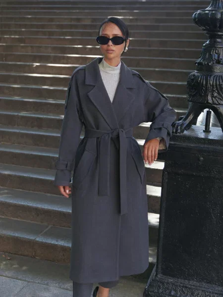 Тренч Seventeen вовна/віскоза сірий