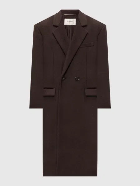 Пальто з вовни Saint Laurent коричневе