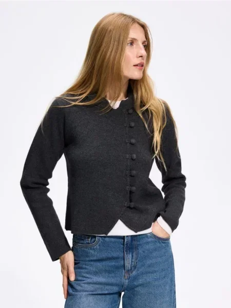 Reserved Cardigan cu închidere decorativă gri-neutru gri