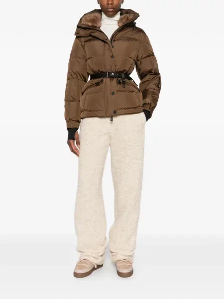Cu centură geacă Moncler Grenoble cu glugă maro