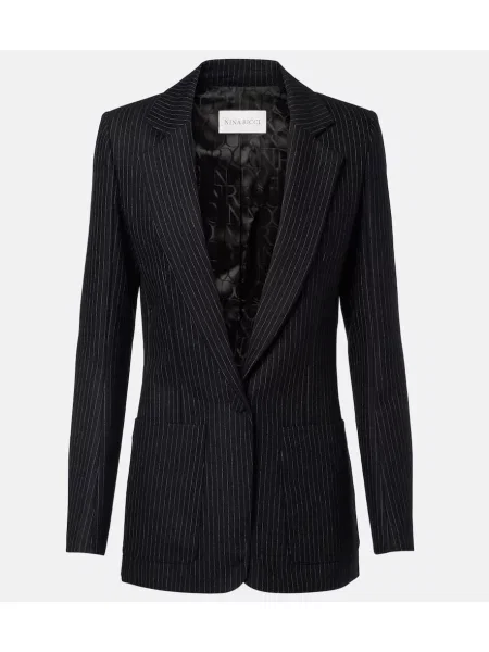 Sacou Nina Ricci de lână cu dungi negru