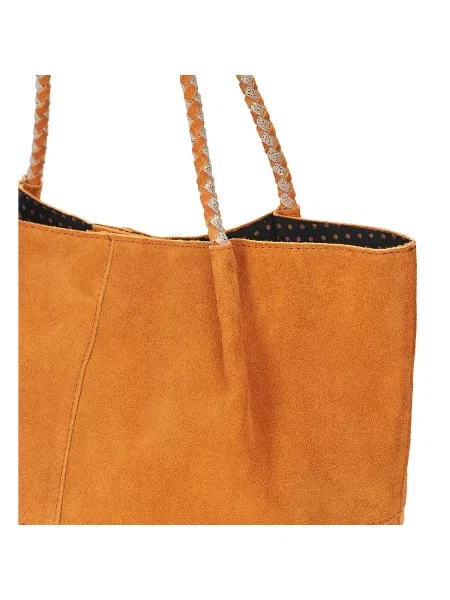 Semišová shopper kabelka Pieces hnedá