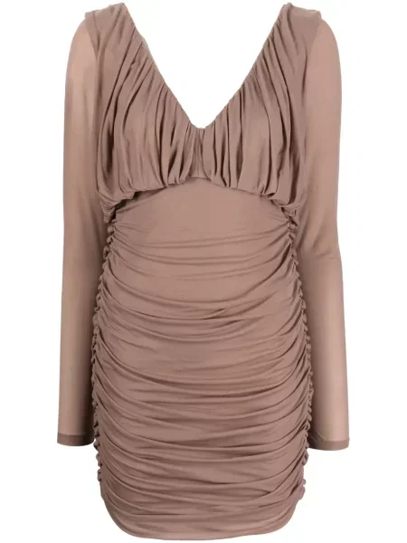 Rochie mini Saint Laurent cu decolteu în V drapată de costum roz