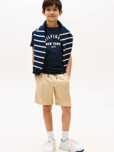 Tommy Hilfiger Póló Curved Graphic Sötétkék Regular Fit fehér