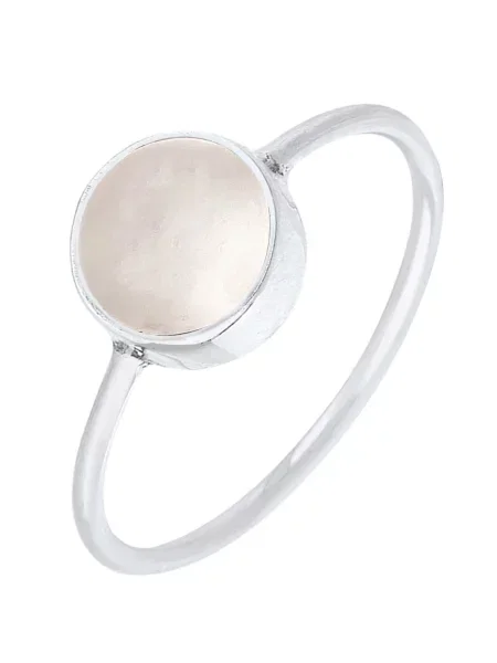 ELLI Prstan Solitär srebrna / volneno bela