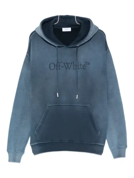 Hanorac cu glugă Off-white cu broderie alb