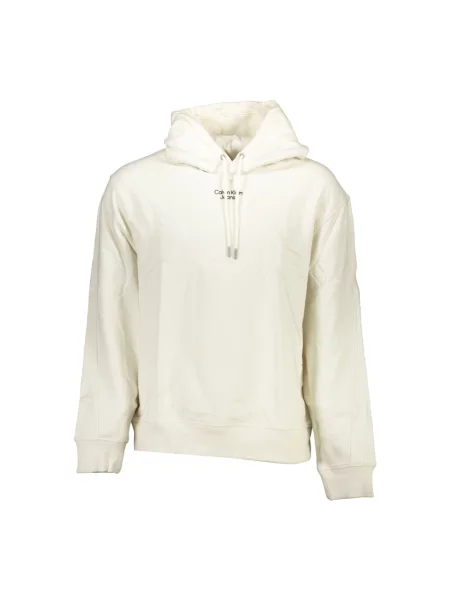 Bluza z kapturem Calvin Klein Jeans z kapturem z długim rękawem biała