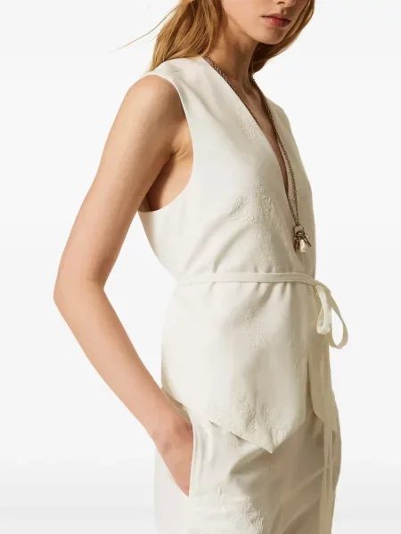 Vestă Twinset cu broderie alb