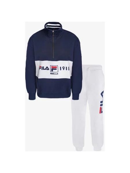 Zestaw piżam Fila szczotkowany polar Mid Logo Granatowo-biały M biała