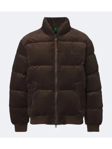 Geacă cu puf Polo Ralph Lauren de catifea cord maro