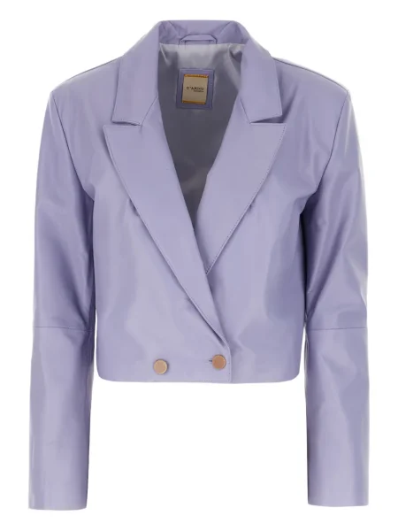 Kurtka D'amico o krotszym kroju dwurzędowa fioletowa