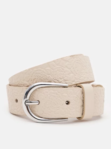 Кожаный ремень Borsa Leather с ремешками бежевый
