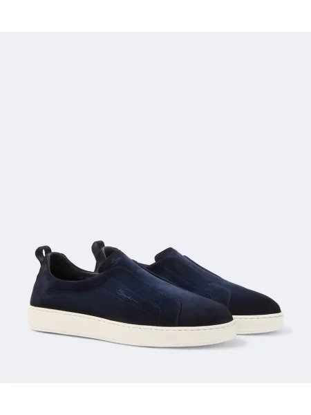 Chiloți Santoni din piele de căprioară slip-on albastru
