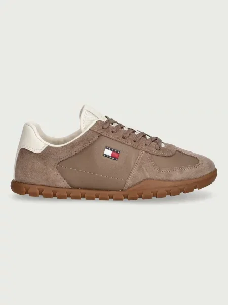 Tommy Jeans LOW LTH SDE RUNNER superge usnjene rjava