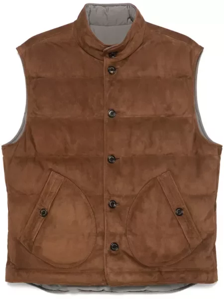 Vestă Ralph Lauren Purple Label din piele de căprioară violet