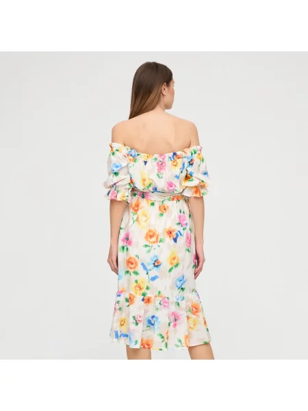 Lniana sukienka midi Moschino