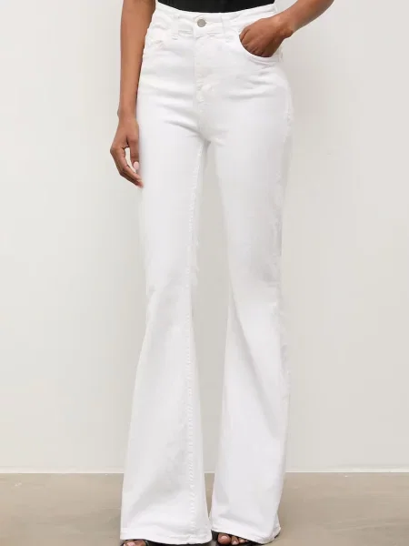 Answear.LAB blugi bootcut pentru femei alb