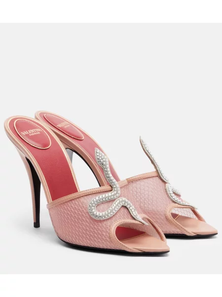 Мрежести мюли Valentino Garavani розово