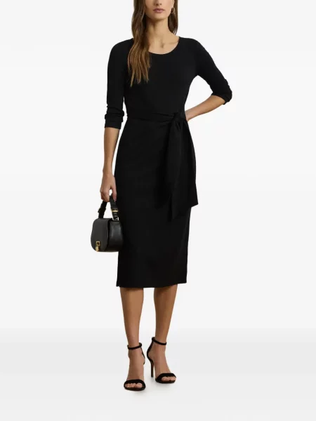 Πλεκτή φόρεμα Lauren Ralph Lauren γραβάτες μαύρο