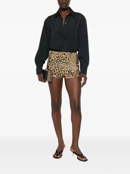 Pantaloni scurți Norma Kamali cu imagine cu model leopard