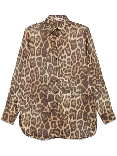 Cămașă Stella Mccartney cu imagine cu model leopard maro