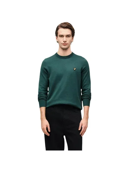 Pulover Lyle & Scott din lână merinos cu decolteu rotund verde