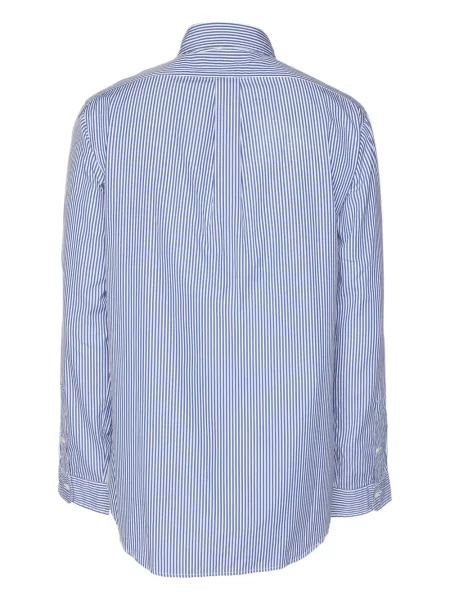 Копринена блуза Polo Ralph Lauren бродирана на райета розово