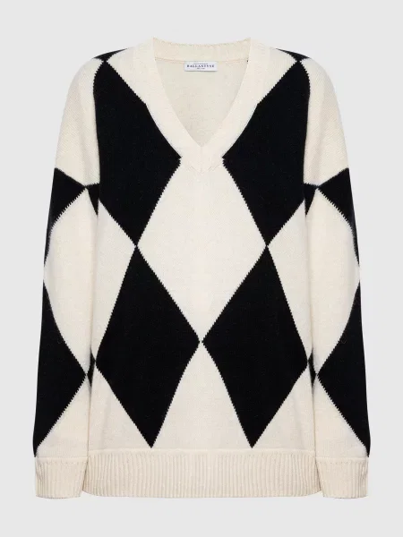 Пуловер з вовни з геометричним візерунком Ballantyne білий